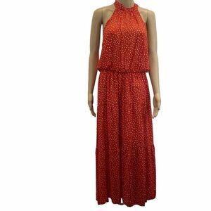 ECOWISH Women Dress Halter Neck Boho Polka Print Sleeveless Casual Backless‎ Max